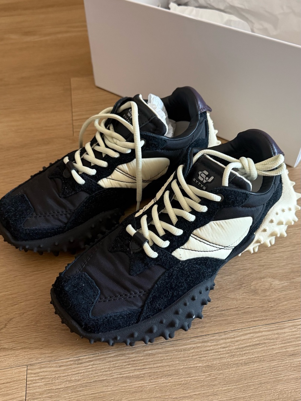 Eytys Fugu Suede Orca Black & White Sneakers New in Box
